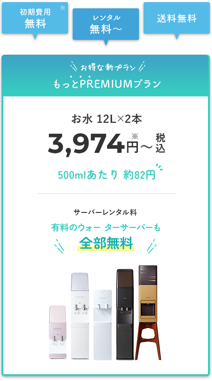 天然水の料金・ウォーターサーバーのレンタル料