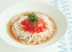 トマトの冷製カッペリーニ風そうめん