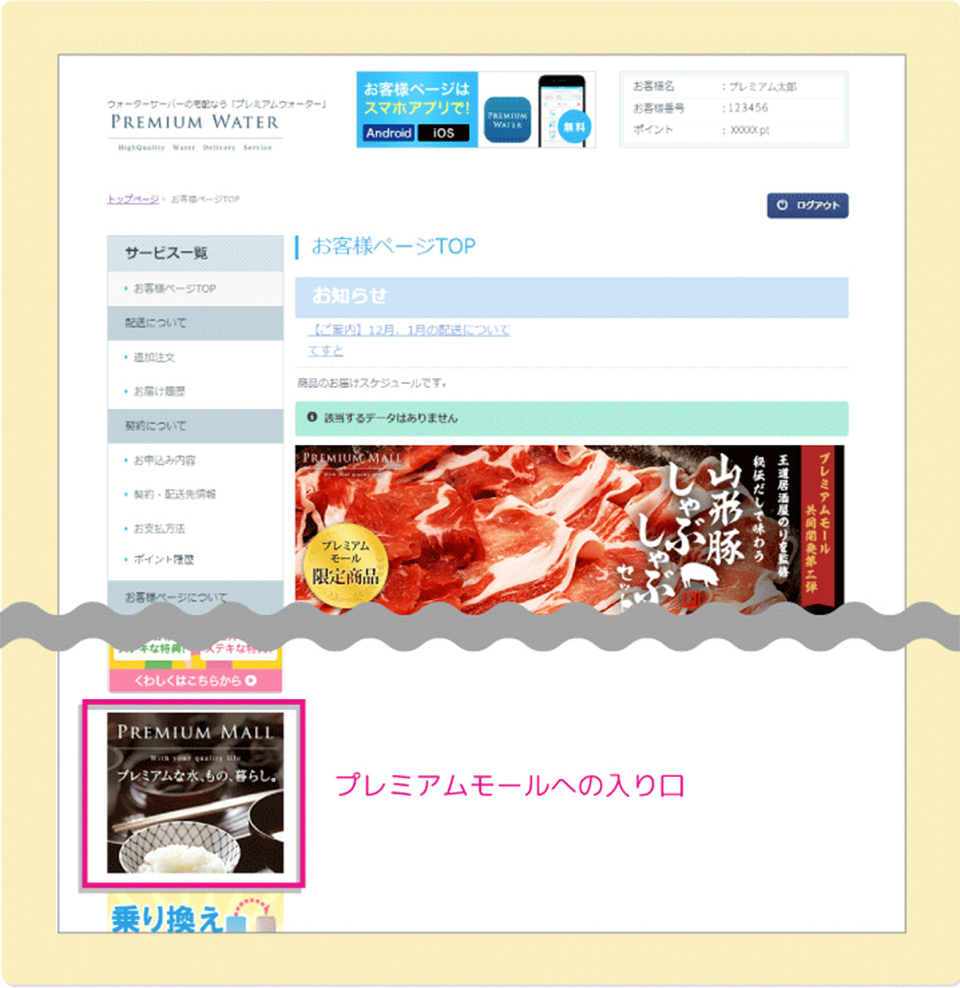 プレミアムモールへのアクセス方法