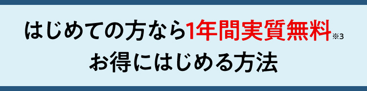 はじめての方なら1年間実質無料※3 お得にはじめる方法