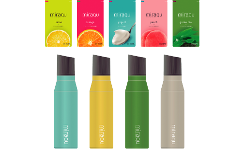 miraqu5 スターターセット(500mlボトル＋フレーバー 5P)aqua/sunny/olive/beige（カラーはお選びいただけません。）