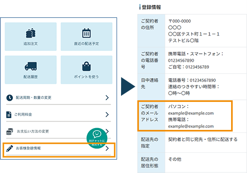 プレミアムウォーターマイページから登録情報を確認するイメージ