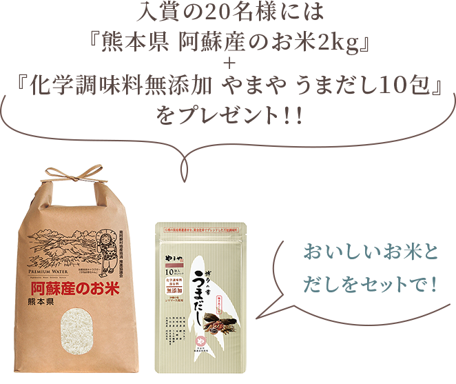 『熊本県 阿蘇産のお米2kg』+『化学調味料無添加　やまや うまだし10包』